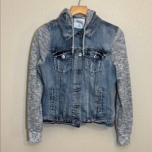 Eighty Two Denim & Knit Hooded Jean Jacket
